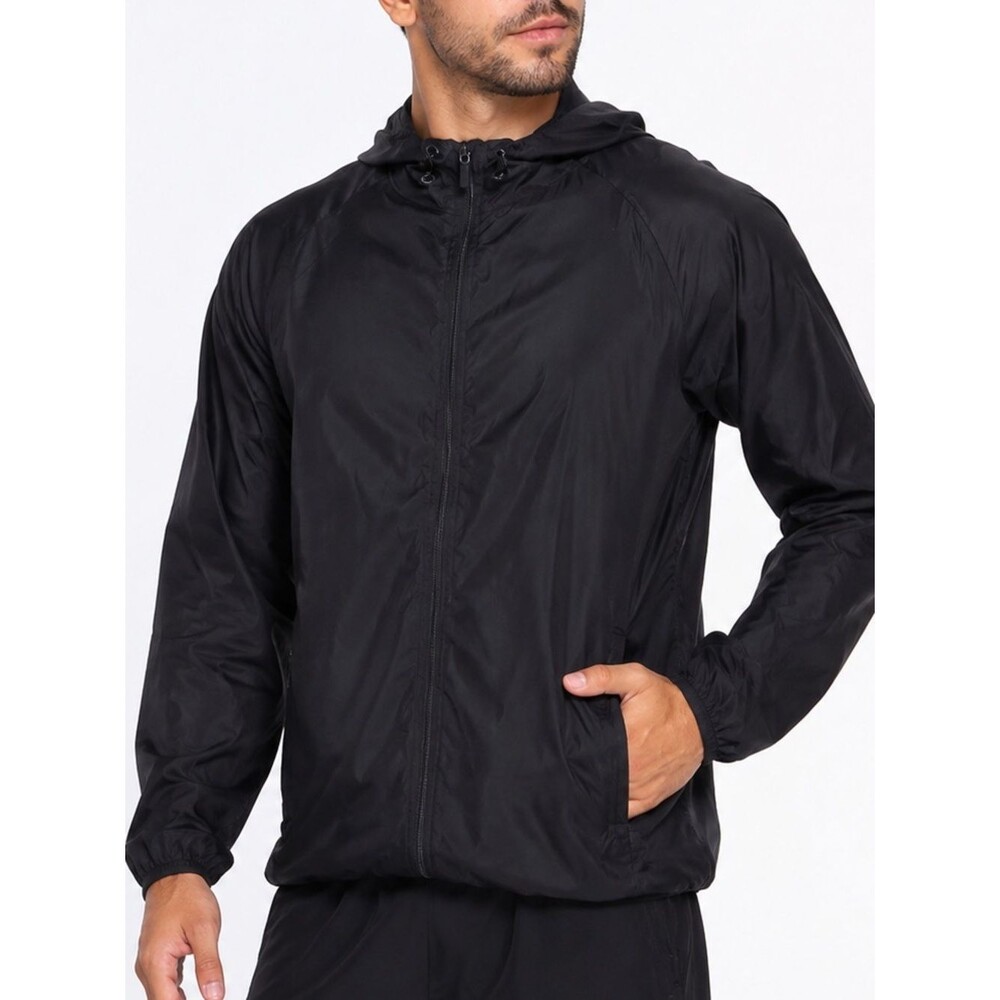 GONEW Men’s Black Packable Lightweight Ventilated Running Jacket Size US XL